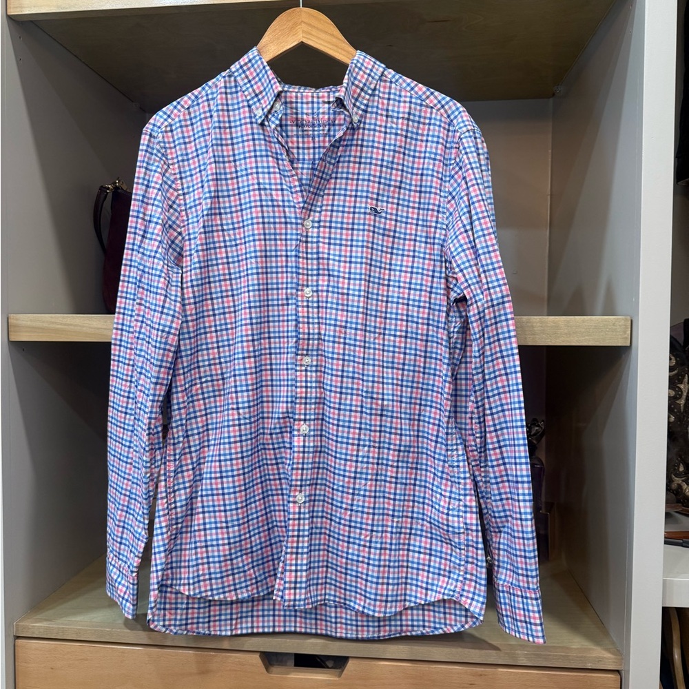 Vineyard Vines Blue and Red Plaid Men's Shirt